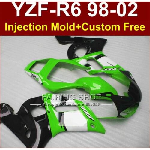 Motorcycle green fairing kit for YAMAHA YZF R6 1998 1999 2000 2001 2002 glossy fairing set YZF1000 bodyworks YZF R6 98-02 DR6E