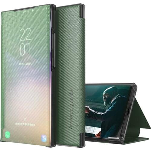 Leather Case For Samsung Galaxy Note 20 Mirror Clear View Flip Cover Smart Shockproof Full Protective Cover For Galaxy Note 20