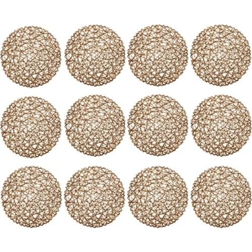 Round Paper Woven Placemats,Decorative Rope Mesh Place Mats for Dining, Party and Wedding 12PCS