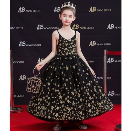 Princess Elegant Birthday Girl Dress Wedding Lace Tulle Flower Girl Dresses Party Evening Vestidos Kids Clothes AE50GD
