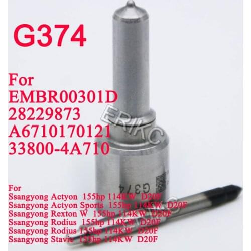 L374 ERIKC G374 High Pressure Brass Nozzle L374PBD Precision Diesel Fuel Injector Spray H374 for HYUNDA 28229873 33800-4A710