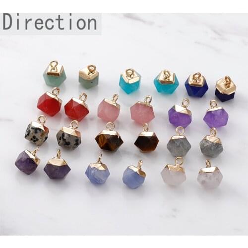 Multi-sided three-dimensional square natural crystal jade pendant diy handmade earring necklace bracelet material accessories