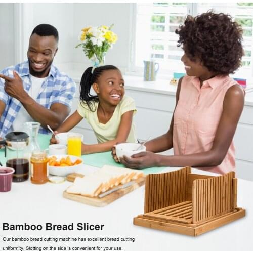 Bamboo Bread Slicer Cutting Guide-Wooden Bread Cutting Machine For Foldable Compact Crumbs For Homemade Bread Bagels