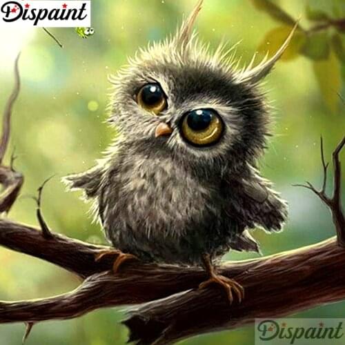 Dispaint Full Square/Round Drill 5D DIY Diamond Painting "Animal owl" Embroidery Cross Stitch 3D Home Decor A10794