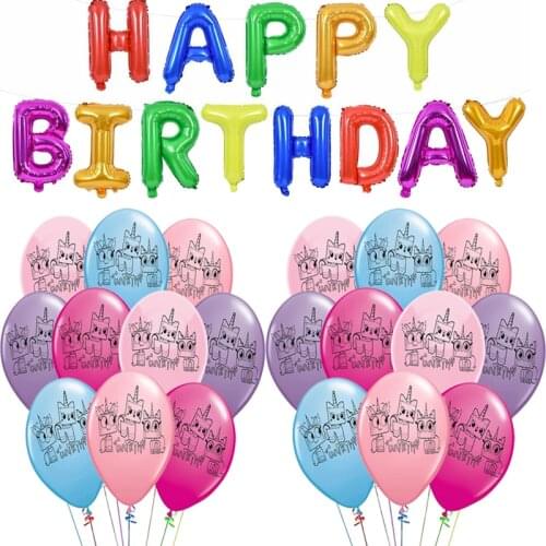 New Legoing Building Blocks Cartoon Movie Bricks Unikitty Super Animals Pet Toys Latex Ballons Letters Happy Birthday For Girl