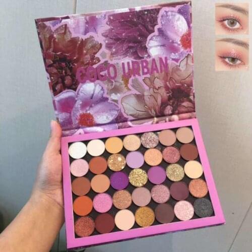 Coco Urban 35 Color Glitter Eyeshadow Pallete Matte Shimmer Eyeshadow Waterproof Long-lasting Makeup Eyeshadows Cosmetics TSLM2
