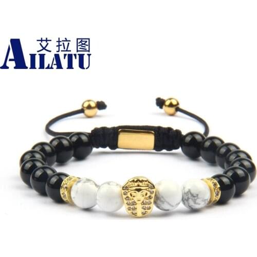 Pharaoh Head Beads Bracelet Ailatu New Luxury Rope Chain Fashion Hand-Made Jewelry Present, Gift, Accessories Men