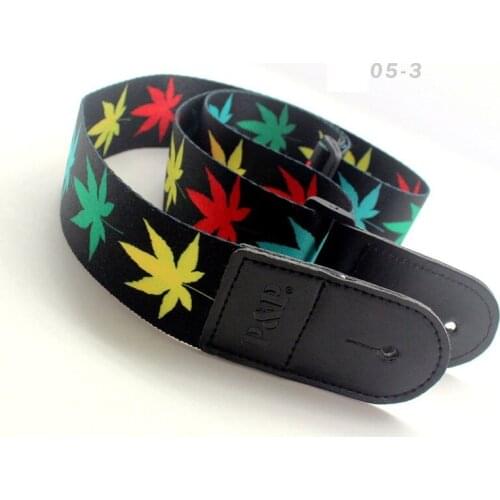 Thermal Transfer Printing Guitar Strap with PU Leather Head Electric Guitar Acoustic Guitar Folk Guitar Bass Belt