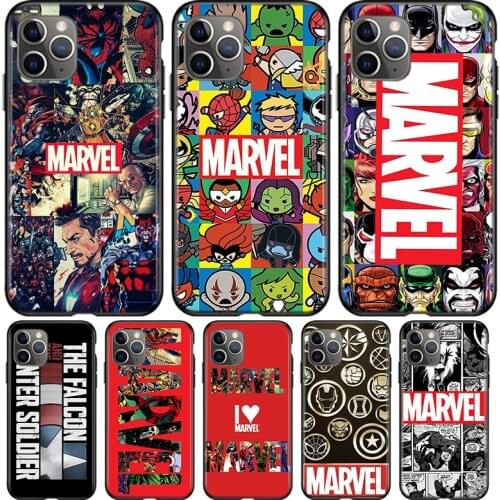 Silicone Soft Cover Marvel Avengers Logo For Apple iPhone 12 11 Pro Max mini XS Max XR X 8 7 6 6S Plus 5S SE 2020 Phone Case