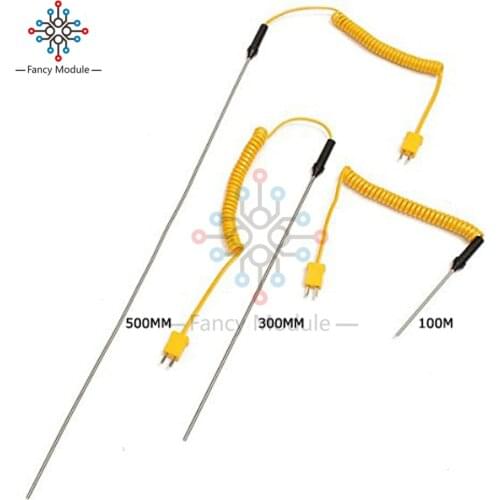 K-Type Thermocouple Stainless Steel Probe Temperature Controller Wire Sensor 100/300/500mm Temperature Sensor