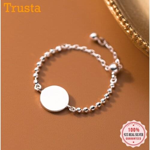 TrustDavis Real 925 Sterling Silver Fashion Sweet Round Beads Chain Ring Sizable For Women Wedding Party Fine Jewelry DA2040