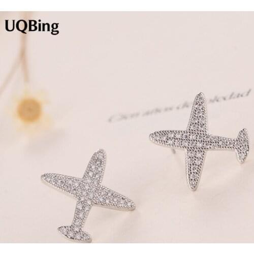 2017 Good Jewelry 925 Sterling Silver Stud Earrings Cubic Zirconia Aircraft Stud Earrings For Women Jewelry Pendientes Brinco