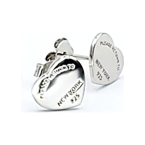 S925 Sterling Silver Stud Earrings Womens Classic Heart-Shaped Stud Earrings Popular High Quality Jewelry in Europe and America