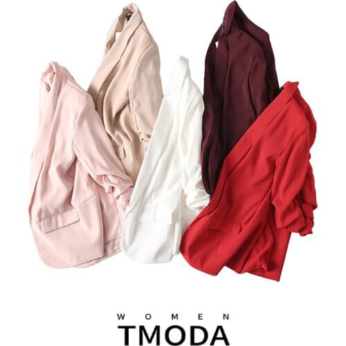 TMODA989 Za 2021 Summer Women Chic Twill Thin Pink Blazer Gathered Pockets Vintage Office Wear Coat Outerwear Tops 11 Colors
