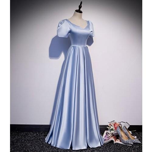 Luxury light blue bubble sleeve beading embroidery back royal queen long dress medieval Renaissance Victoria ball gown