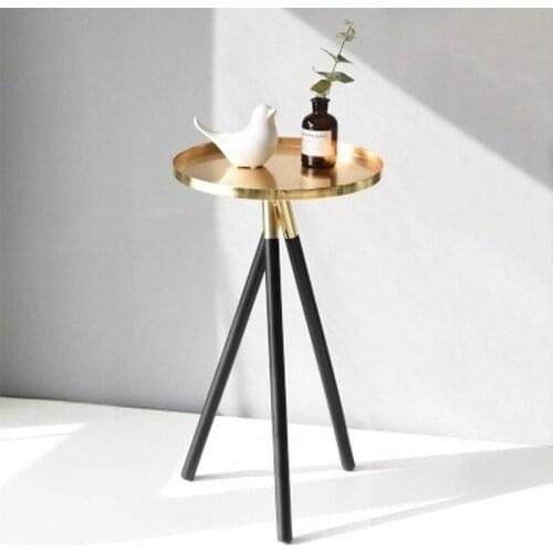 Nordic Contracted Gold Coffee Table Creative Metal Table Wood Support Living Room Home Furniture Home Decoration Accessories WF