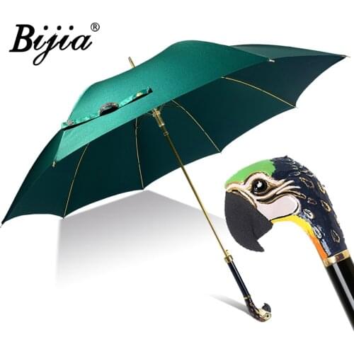 Parrot Sun Luxury Umbrella Gentleman Animal Head Long Hanlde British Umbrella Business Red Umbrella UV Protection Gift Ideas U5B