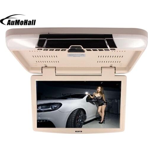Beige 15.6 Inch Flip Down TFT LCD Monitor with DVD Player Car Roof Mount Monitor MP5 Player