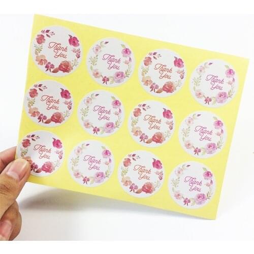 120 Pcs/lot Vintage Round Flower Rose "Thank you" Sealing Packaging Label Sticker For Shop Baking Package Label Gift Decoration