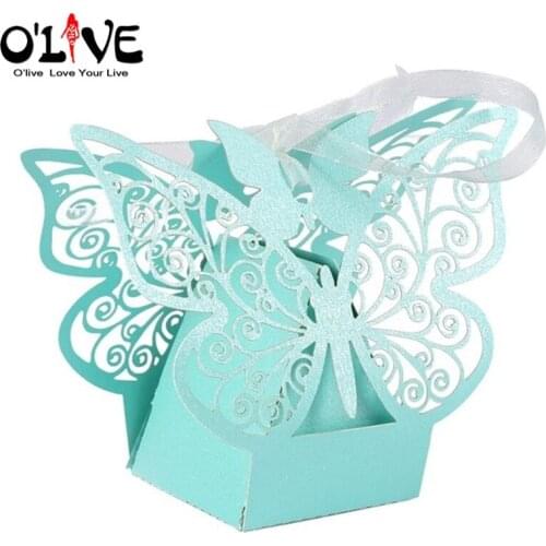 50 Pcs Paper Cutter Butterfly Candy Box Wedding Gift Chocolate Party Favors Packaging Sugar Boxes Dragee Sweets Decoration D3