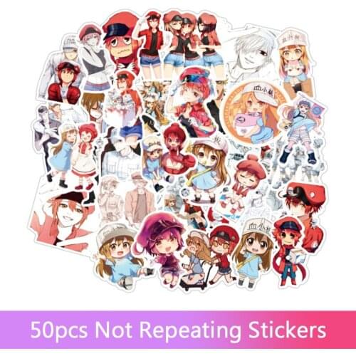 50pcs Japanese Anime Cells at Work Graffiti Stickers for Motorcycle Notebook Computer Car DIY Childrens Toys Gift
