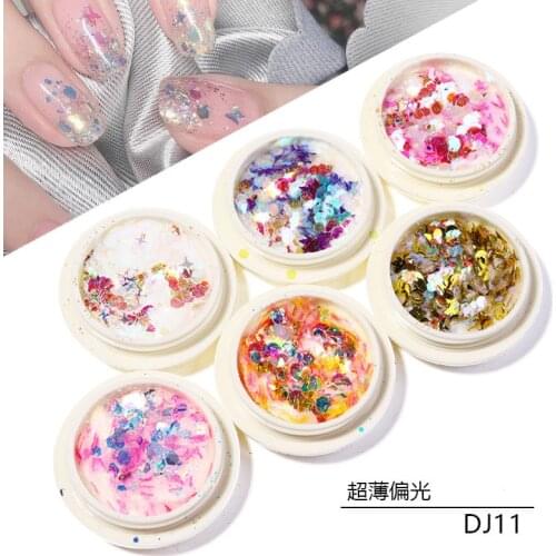 6Pcs/Pack Eye Makeup/ Nail Glitter Laser Sequins Powder Set/(1g Per Jar) Manicure Holographic Gradient Nail Flakes Pigment#MX01