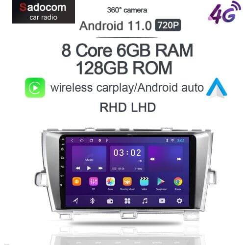 360 Panoramic Carplay 6G+128G 8Core Android 10.0 Car DVD Player GPS WIFI Bluetooth RDS Radio For Toyota Prius 2009-2015 RHD LHD