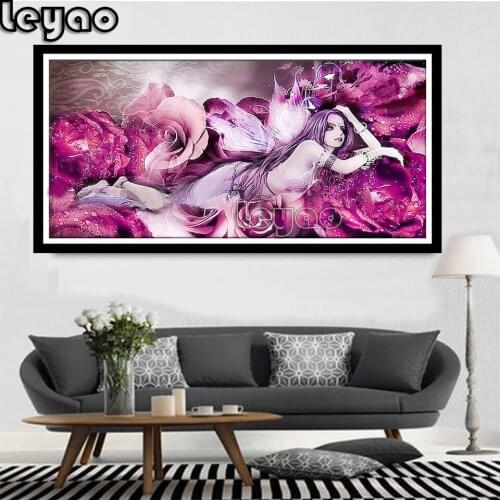 DIY Diamond Embroidery,5D Diamond Painting "Purple Rose Elf Princess" Diamond Mosaic Home Decor Full Rhinestone Cross Stitch