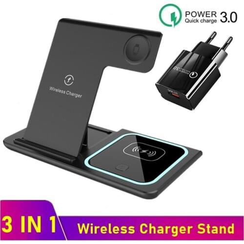 15W Wireless Chargers For Iphone XS 11 12 Pro Max Foldable Fast Charging Charger Stand For Airpods Pro Apple Watch 6 5 4 3 2 1