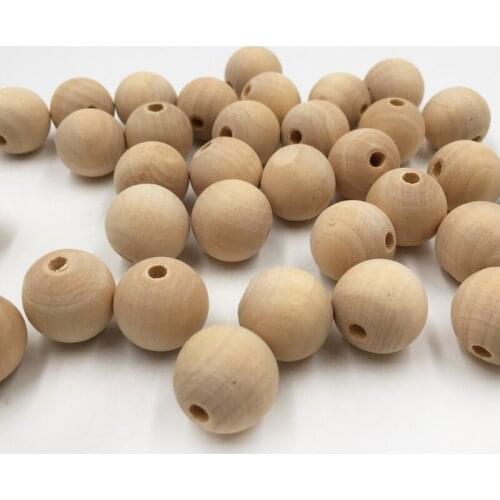Wood beads natural eco-friendly wooden beads organic 50pcs 18-20mm beads for Kids Necklace Bracelet jewelry making toys DIY