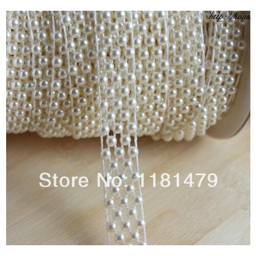 5 row cross plastic flat back pearl chain white cabochon beaded trims sewing appliques embellishment diy projects craft kit
