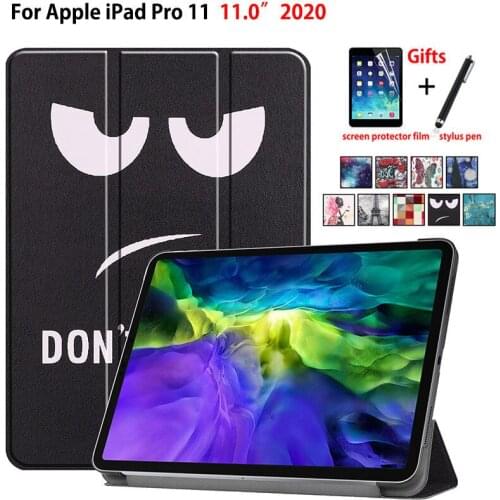 Case For iPad Pro 11" 2020 Smart Cover Funda For New iPad Pro 11 inch 2020 Print Pattern Folding Stand Coque Shell +Gift
