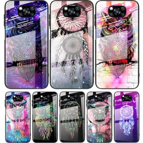 Tempered Glass Cover Luxury Owl catcher For Xiaomi Mi POCO F3 F2 X3 NFC X2 M2 Pro Shockproof Shell Phone Case