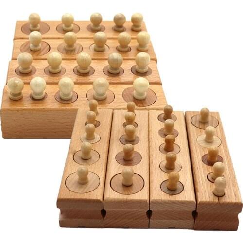 Wooden Montessori Teaching Cylinder Socket Blocks Children Kids Educational Toys