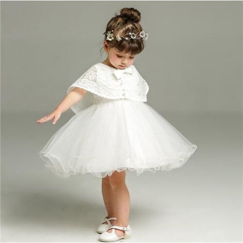 Children Girls Dress Baby Girl Kids Toddler Princess Lace Wedding Birthday Infantil Formal Party Dresses+Lace Cape 0-2T S9012
