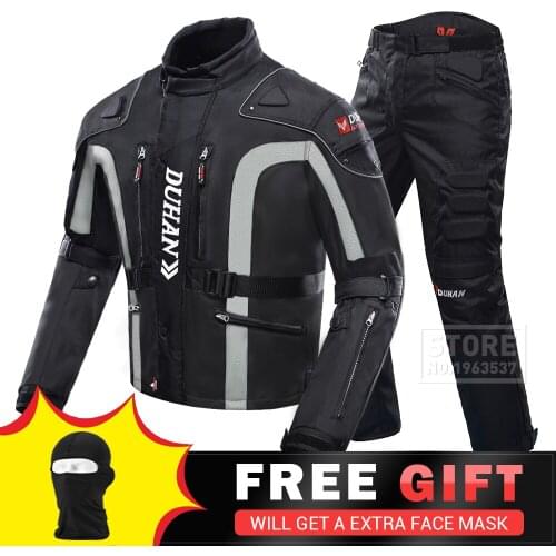 DUHAN Motorcycle Jacket Set Windproof Protective Gear Jacket + Pants Suit Hip Protector Riding Suit Motorcycle Pants Moto Jacket