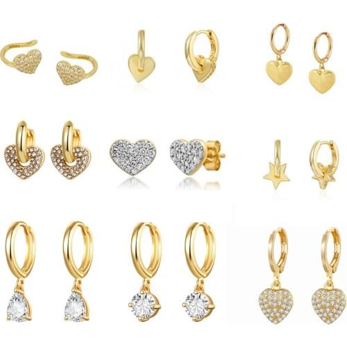 ISUEVA Lovely Silver Gold Filled Cubic Zircon Love Heart CZ Star Charm Hoop Earrings For Women Party Gift Jewelry Wholesale