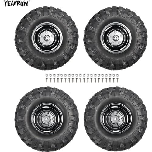 YEAHRUN 1/2/4Pcs 1.9inch Beadlock Wheel Rims with 108mm Rubber Tires For 1/10 Axial SCX10 II 90046 D90 D110 RC Crawler Car