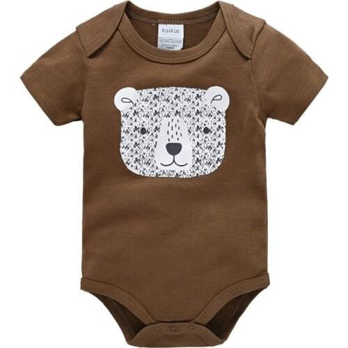 Summer Short Sleeve Baby Boy Bodysuit One Piece 100%Cotton Nebworn 0-12 months Clothes Cool Bear Print ropa bebe Jumpsuit