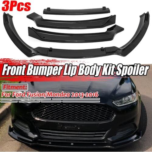 A Set Carbon Fiber Look/ Black Car Front Bumper Splitter Lip Body Kit Spoiler Diffuser For Ford For Fusion For Mondeo 2013-2016