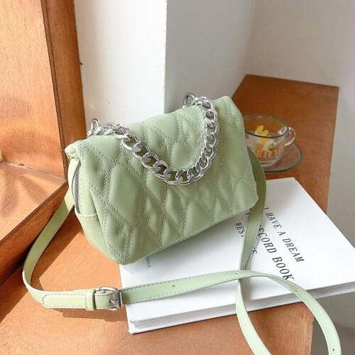 High Quality Small PU Leather Crossbody Bags for Women 2021 Simple Chain Shoulder Pack Lady Luxury Travel Handbags Purse
