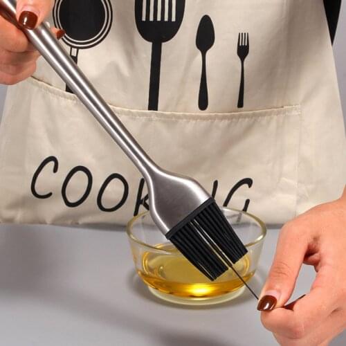 1 Pcs Oil Brushes Stainless Steel Silicone Kitchen BBQ Grilling Baking Cooking Brushes Barbecue Cooking Tools