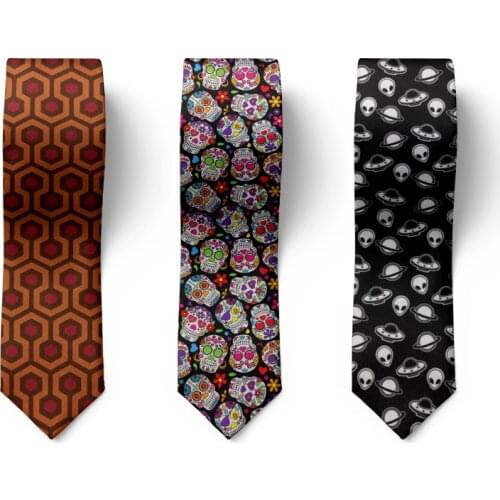 Fashion Skull Punk Mens Necktie Accessories High-quality 8CM Suit Wedding Party Tie Funny Happy Casual Geometry Necktie Men