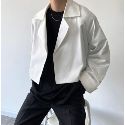 2021 Autumn Korean style Personalized Lapel design Suit men Casual loose simple short section Blazers for men M-XL