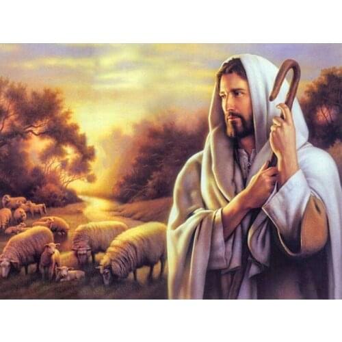 ARMYQZ5D DIY round diamond square diamond diamond painting painted Jesus and the sheep mosaic embroidery cross stitch embroidery