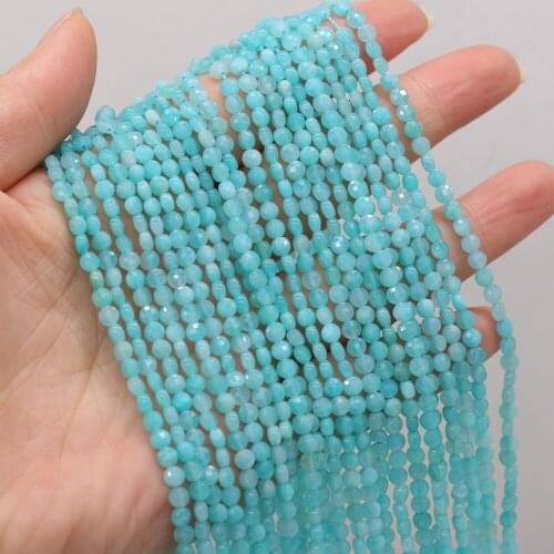 Natural Semi-precious Stone Oblate Section Beads Amazonite 4mm For DIY Necklace Earrings Accessories Gift Length 38cm