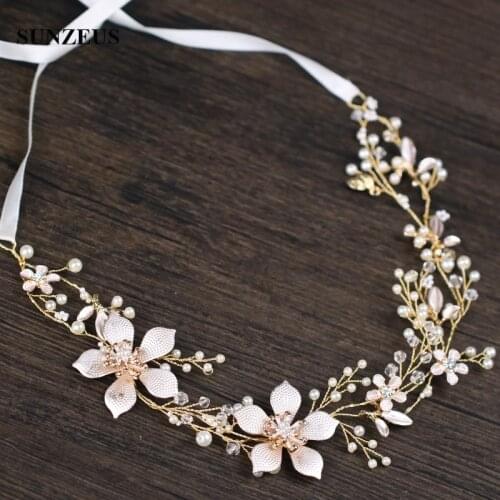 2020 Latest Head Sash Hot-selling Hand-made Bridal Hair Chain Flowers Pearls Headband High Quality Free Shipping SQ0284