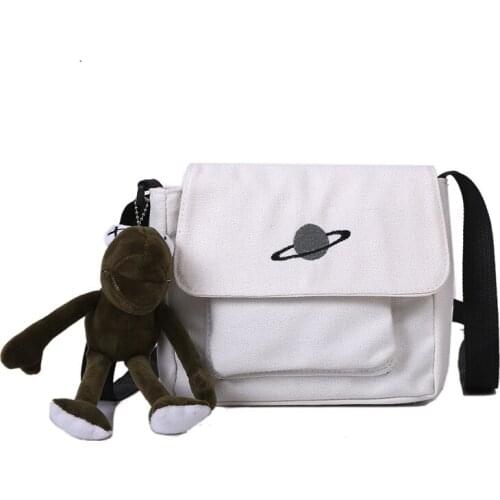 2021 New Canvas Crossbody Bag Schoolgirls Messenger Bag Fashion Harasukawa Planet Tooling Large Capacity Shoulder Messenger Bag