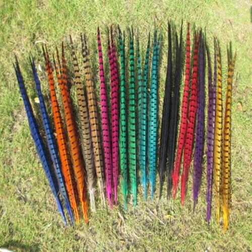 Wholesale 100pcs/ lot pretty Dyed 55-60 cm /22-24 inch copper chicken feather Yellow pheasant Tail feathers