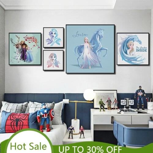 Disneys Frozen 2 Elsa & The Frosted Nokk Poster Princess Elsa Olaf | Blizzard Buddy Canvas Poster Art Picture for Home Decor
